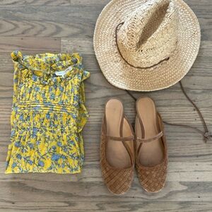 beachlunchlounge Yellow and Blue Floral Blouse